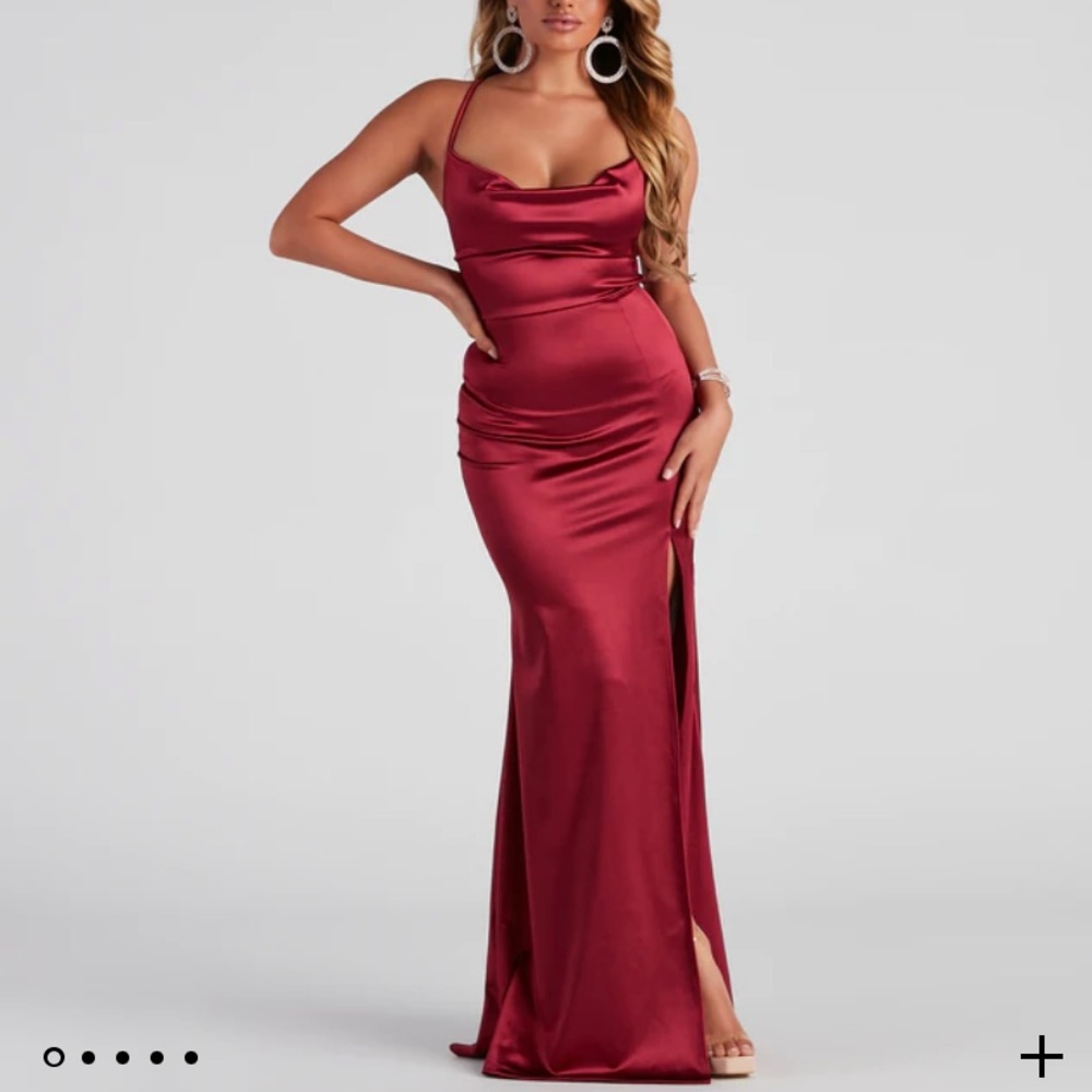 Satin Lace Up Red Dress